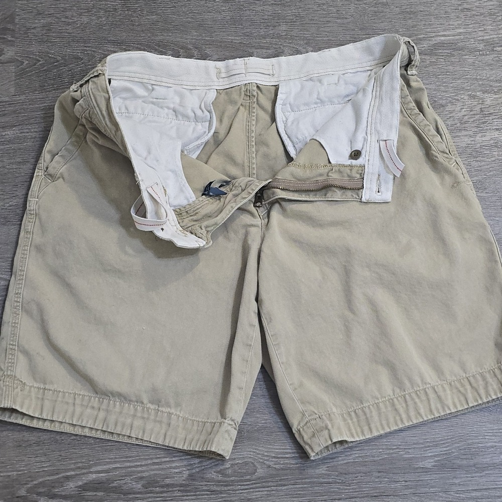 VTG Polo Ralph Lauren Bermuda Chino Shorts Drawstring Talon Zip Flap Pockets 35 - Picture 6 of 14